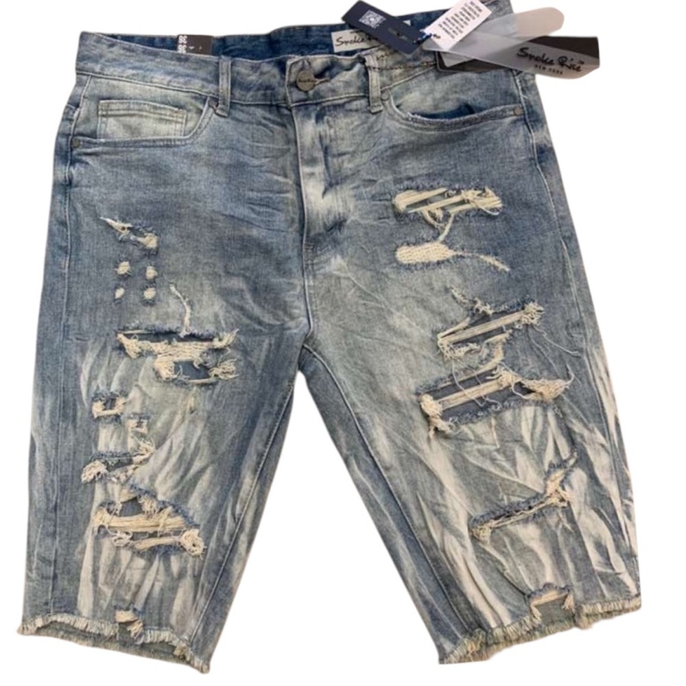 Sz 36 smoke rise Distressed Blue Denim Shorts